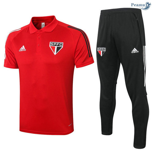 Kit Maglia Formazione POLO São Paulo + Pantaloni Rosso 2020-2021
