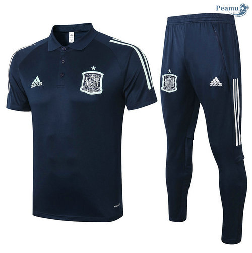 Kit Maglia Formazione POLO Spagna + Pantaloni Blu Navy 2020-2021