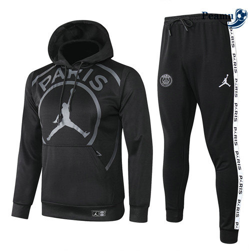 Tuta Calcio - Felpa con cappuccio PSG Nero/ Grigio PARIS Jordan 2020-2021