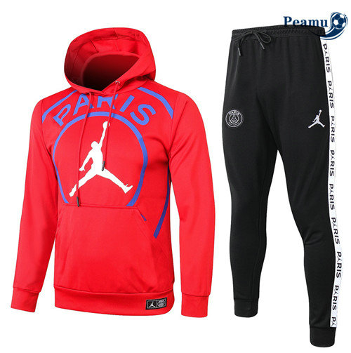 Tuta Calcio - Felpa con cappuccio PSG Rosso Jordan 2020-2021