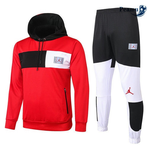 Tuta Calcio - Felpa con cappuccio PSG Rosso/Bianca/Nero Jordan 2020-2021