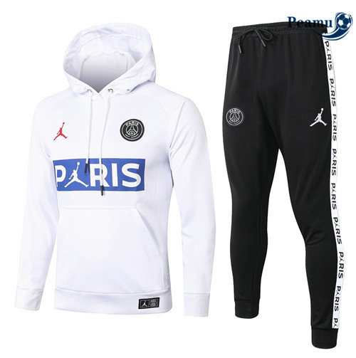 Tuta Calcio - Felpa con cappuccio PSG Bianca/Blu PARIS Jordan 2020-2021