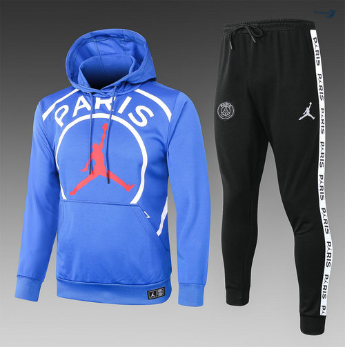 Giacca Con Cappuccio - Tuta Calcio PARIS PSG Jordan Bambino Blu/Bianca/Rosso 2020-2021
