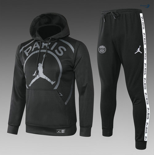 Giacca Con Cappuccio - Tuta Calcio PARIS PSG Jordan Bambino Nero/Grigio 2020-2021