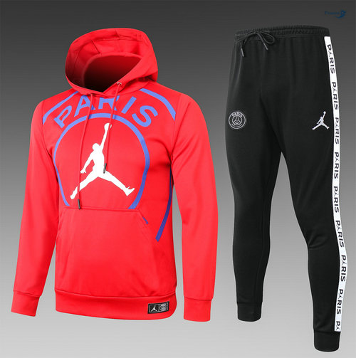 Giacca Con Cappuccio - Tuta Calcio PARIS PSG Jordan Bambino Rosso/Blu/Bianca 2020-2021