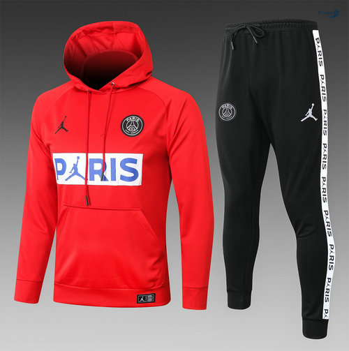 Giacca Con Cappuccio - Tuta Calcio PARIS PSG Jordan Bambino Rosso/Blu/Bianca 2020-2021