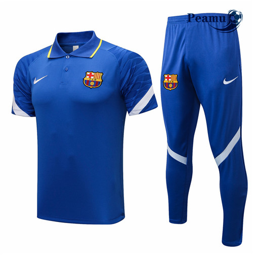 Kit Maglia Formazione Barcellona Polo + Pantaloni Blu 2021-2022