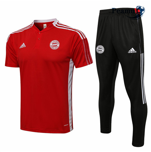 Kit Maglia Formazione Bayern Monaco Polo + Pantaloni Rosso 2021-2022