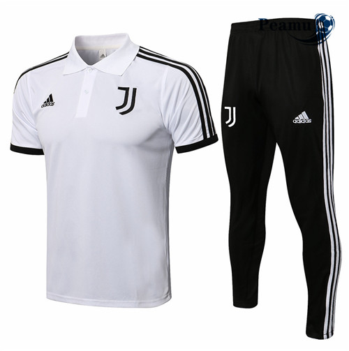 Kit Maglia Formazione Juventus Polo + Pantaloni Bianco/Nero 2021-2022