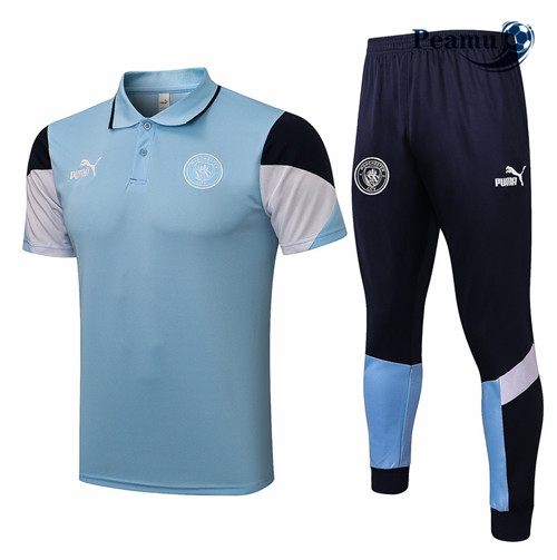 Kit Maglia Formazione Manchester City Polo + Pantaloni Azzurro 2021-2022