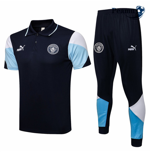 Kit Maglia Formazione Manchester City Polo + Pantaloni Blu navy 2021-2022
