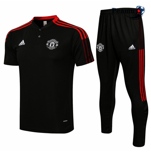 Kit Maglia Formazione Manchester United Polo + Pantaloni Nero 2021-2022