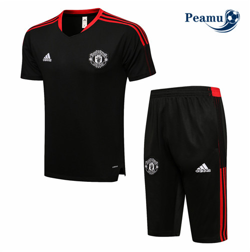 Kit Maglia Formazione Manchester United + Pantaloni 3/4 Nero 2021-2022