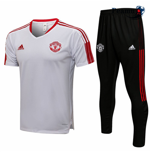 Kit Maglia Formazione Manchester United + Pantaloni Bianco/Rosso 2021-2022