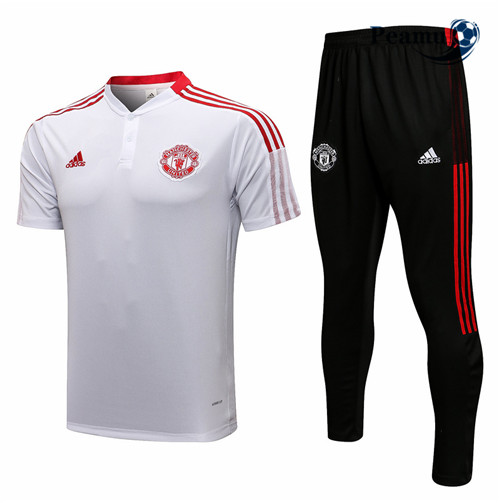 Kit Maglia Formazione Manchester United Polo + Pantaloni Bianco 2021-2022