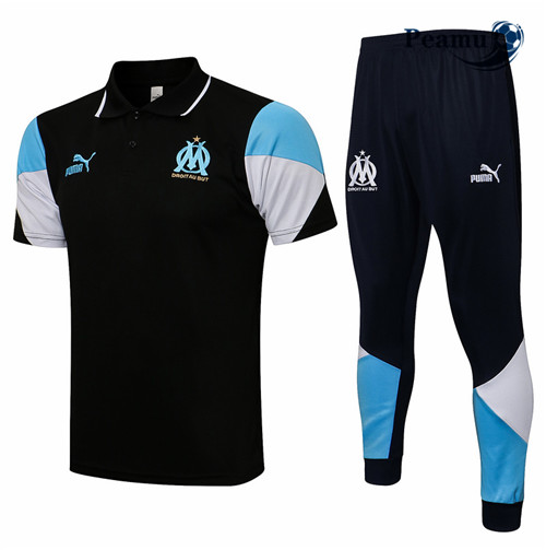 Kit Maglia Formazione Marsiglia Polo + Pantaloni Nero 2021-2022