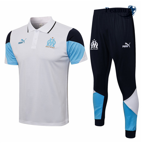 Kit Maglia Formazione Marsiglia Polo + Pantaloni Bianco 2021-2022