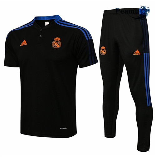 Kit Maglia Formazione Real Madrid Polo + Pantaloni Nero 2021-2022