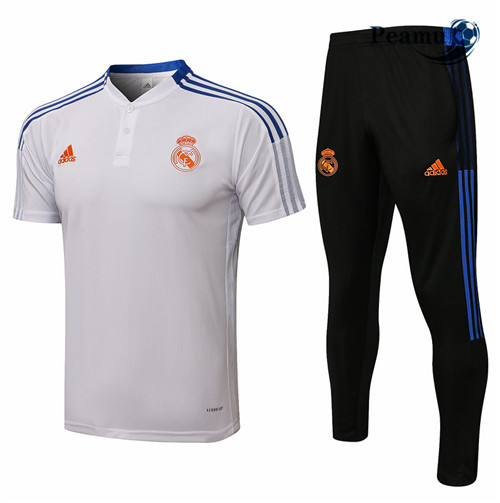 Kit Maglia Formazione Real Madrid Polo + Pantaloni Bianco 2021-2022
