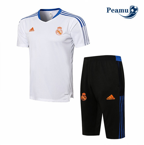 Kit Maglia Formazione Real Madrid + Pantaloni 3/4 Bianco 2021-2022