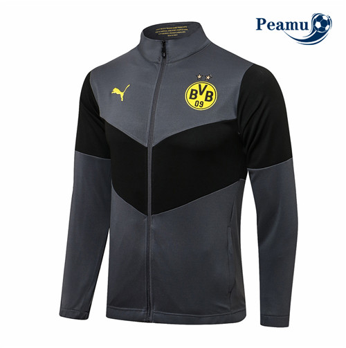 Giacca Calcio Borussia Dortmund Grigio scuro Collo alto 2021-2022