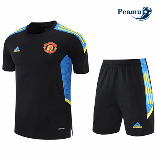 Maglia Calcio Manchester United Formazione Nero Bordo blu scuro 2021-2022