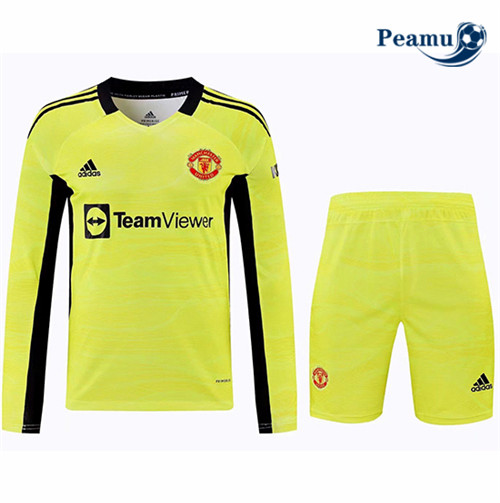 Maglia Calcio Manchester United + Pantaloncini Manica lunga Giallo 2021-2022