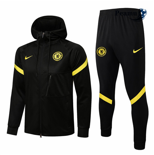 Tuta Calcio - Felpa con cappuccio Chelsea Nero/Giallo 2021-2022