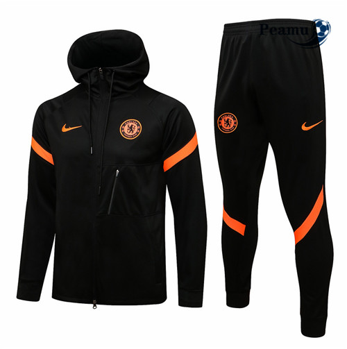 Tuta Calcio - Felpa con cappuccio Chelsea Nero/Arancia 2021-2022