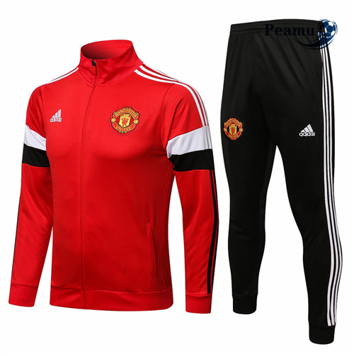 Tuta Calcio - Giacca Manchester United Rosso/Bianco Collo alto 2021-2022