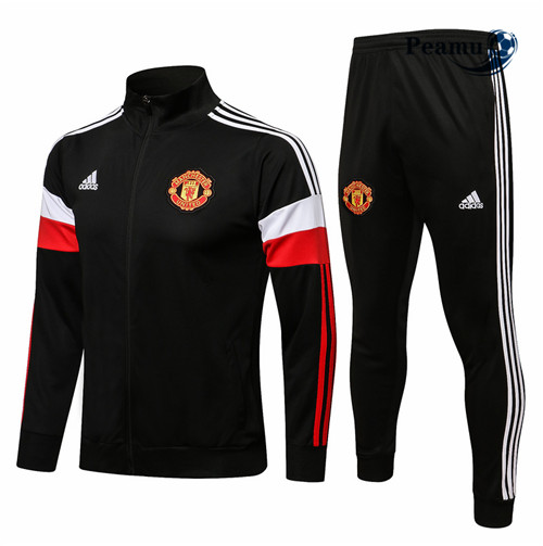 Tuta Calcio - Giacca Manchester United Nero/Bianco Collo alto 2021-2022