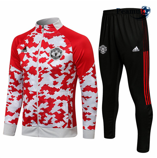 Tuta Calcio - Giacca Manchester United Rosso/Bianco Collo alto 2021-2022