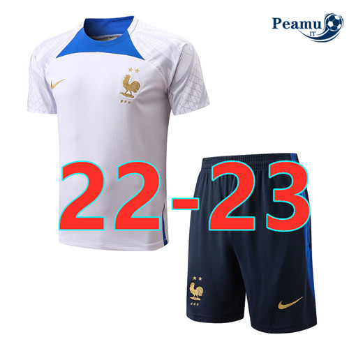 Kit Maglia Formazione Francia + Pantaloni Bianco 2022-2023 P228084