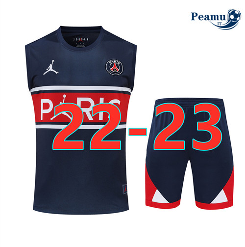Kit Maglia Formazione Paris PSG Debardeur + Pantaloni Blu 2022-2023 P228114