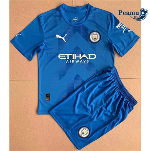 Maglia Calcio Manchester City Bambino Portiere Blu 2022-2023 P228189