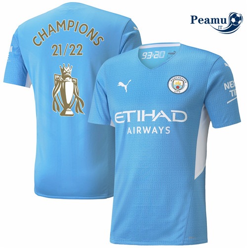 Maglia Calcio Manchester City Prima Authentic 21/22 avec flocage Champions 22 P228532