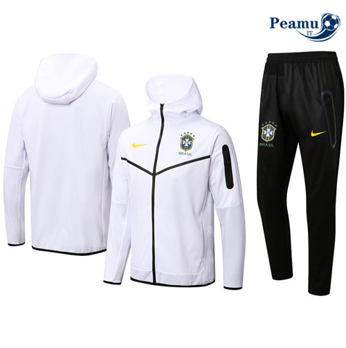Tuta Calcio - Felpa con cappuccio Brasile Bianco 2022-2023 P228708