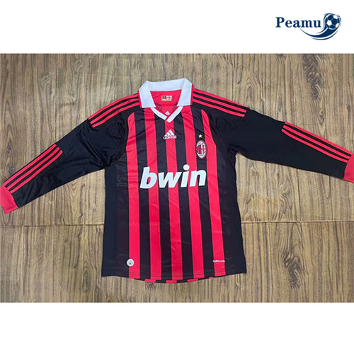 Peamu Classico Maglie Calcio AC Milan Prima Manica lunga 2009-10