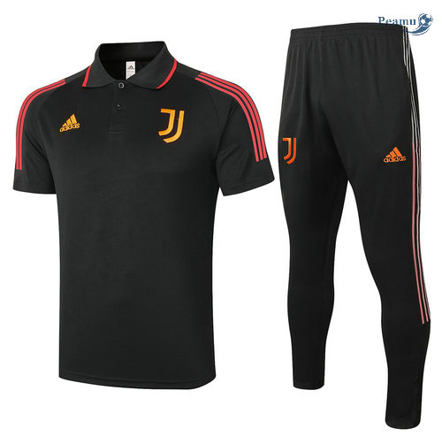 Kit Maglia Formazione POLO Juventus + Pantaloni Nero/Rosso 2020-2021