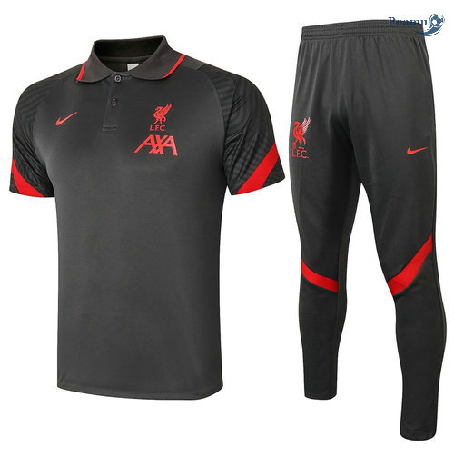 Kit Maglia Formazione POLO Liverpool + Pantaloni Grigio scuro 2020-2021