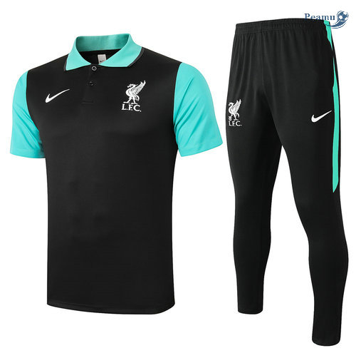 Kit Maglia Formazione POLO Liverpool + Pantaloni Nero/Verde 2020-2021