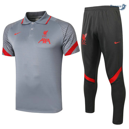 Kit Maglia Formazione POLO Liverpool + Pantaloni Grigio clair 2020-2021