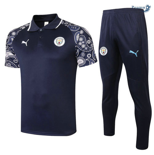 Kit Maglia Formazione POLO Manchester City + Pantaloni Blu Navy 2020-2021
