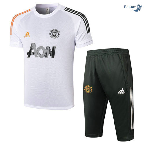 Kit Maglia Formazione Manchester United + Pantaloni 3/4 Bianca 2020-2021