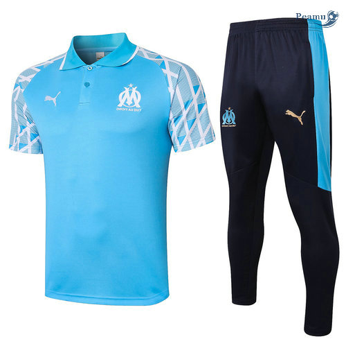 Kit Maglia Formazione POLO Marsiglia + Pantaloni Azzurro 2020-2021