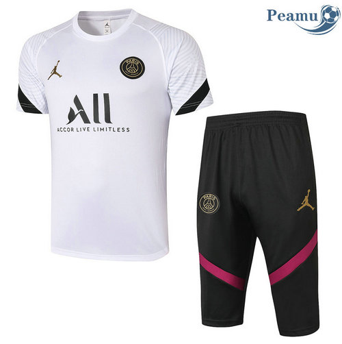 Kit Maglia Formazione Jordan PSG + Pantalonii 3/4 Bianca 2020-2021