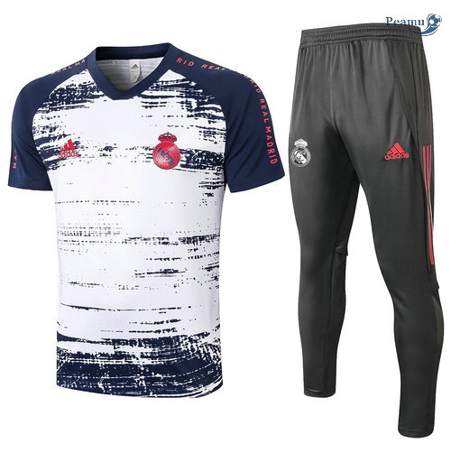 Kit Maglia Formazione Real Madrid + Pantaloni Bianca/Blu Navy 2020-2021
