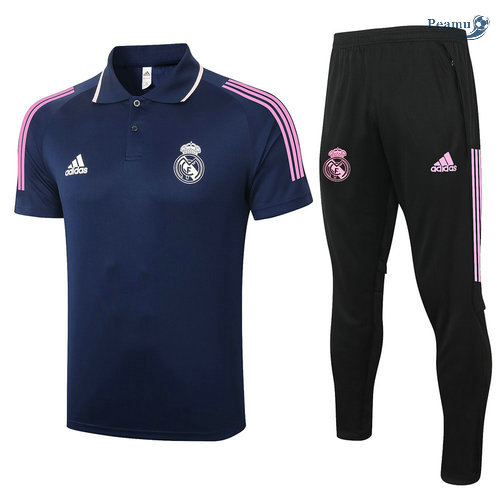 Kit Maglia Formazione POLO Real Madrid + Pantaloni Blu Navy 2020-2021