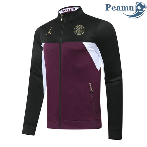 Giacca Calcio Jordan PSG Jujube Rosso/Nero Collo Alto 2020-2021