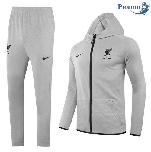 Tuta Calcio - Felpa con cappuccio Liverpool Grigio 2020-2021